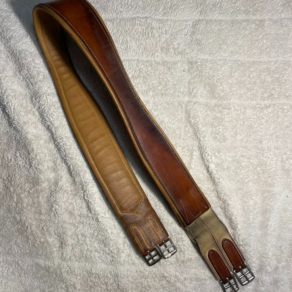 Leather English Girth Strap in Brown and Tan